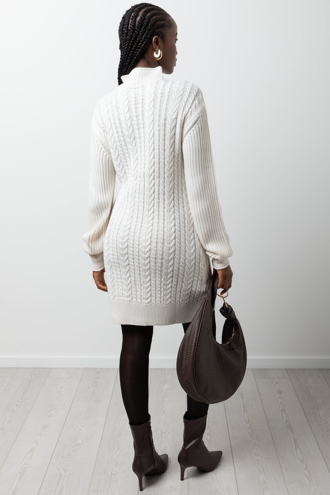 Cable Bodycon Dress Cream (2)