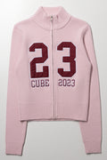 Zip Through Cardigan Pink