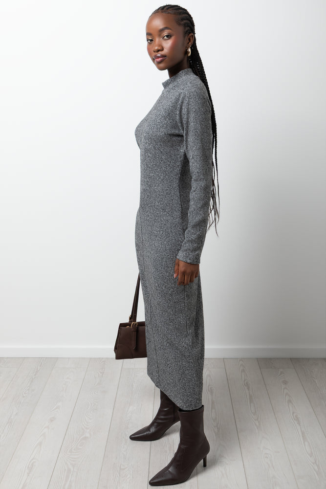 Long Sleeve Bodycon Dress Grey (1)