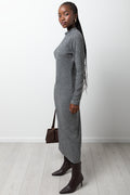 Long Sleeve Bodycon Dress Grey (1)