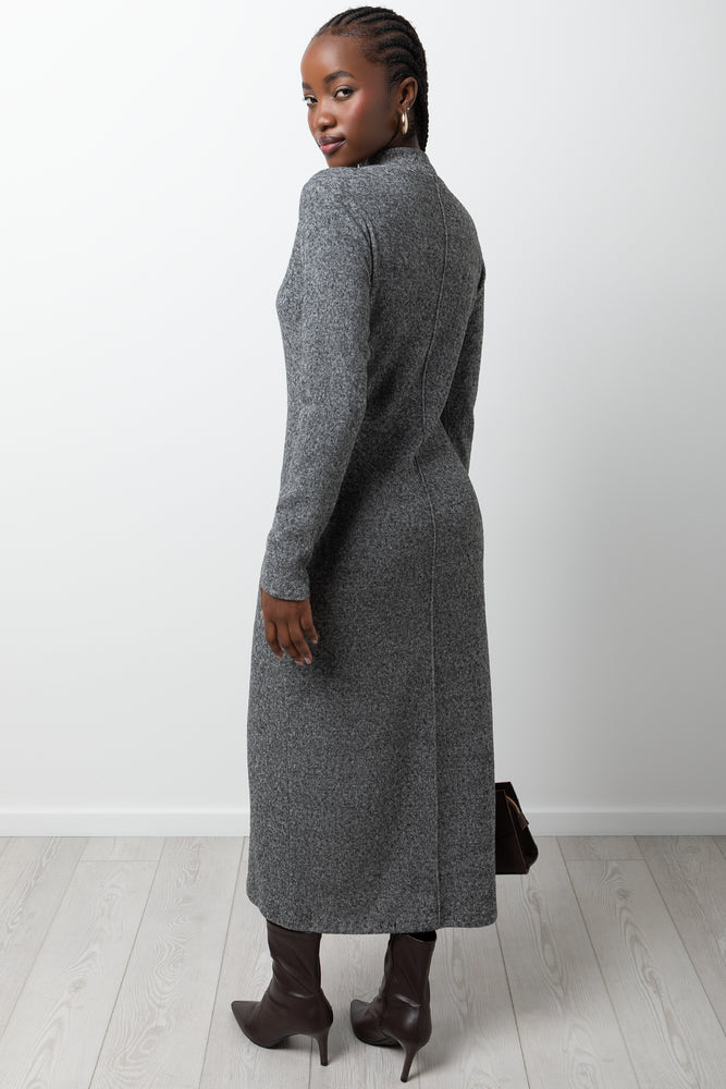 Long Sleeve Bodycon Dress Grey (2)