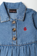Cherry Embroidery Tiered Denim Dress (1)