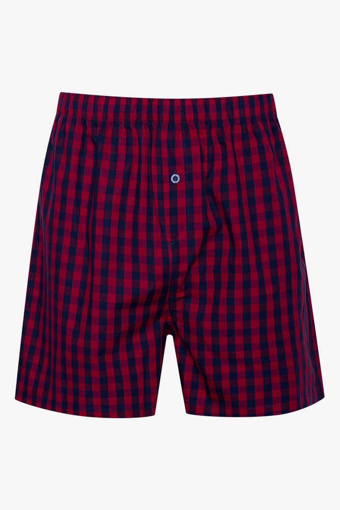 3 Pack Woven Boxers Burgundy, Check & Navy (2)