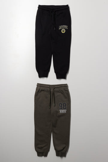 2 Pack Trackpants Black And Dark Green