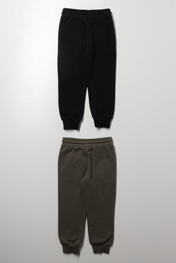 2 Pack Trackpants Black And Dark Green (2)