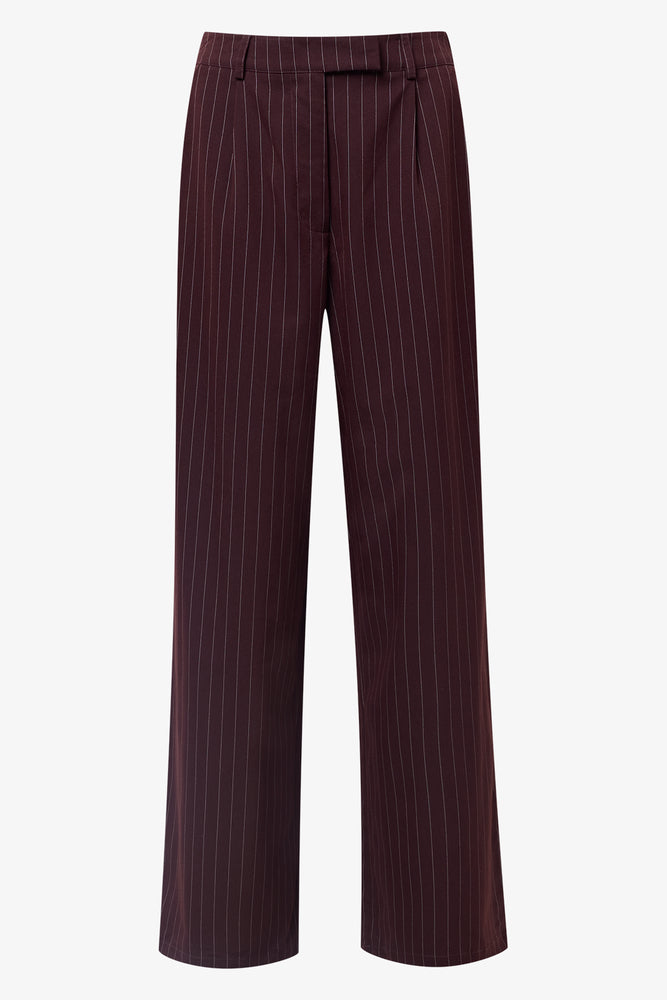 Pinstripe Pull On Pants Burgundy