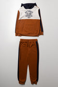 Colourblock Hooded Tracksuit Brown