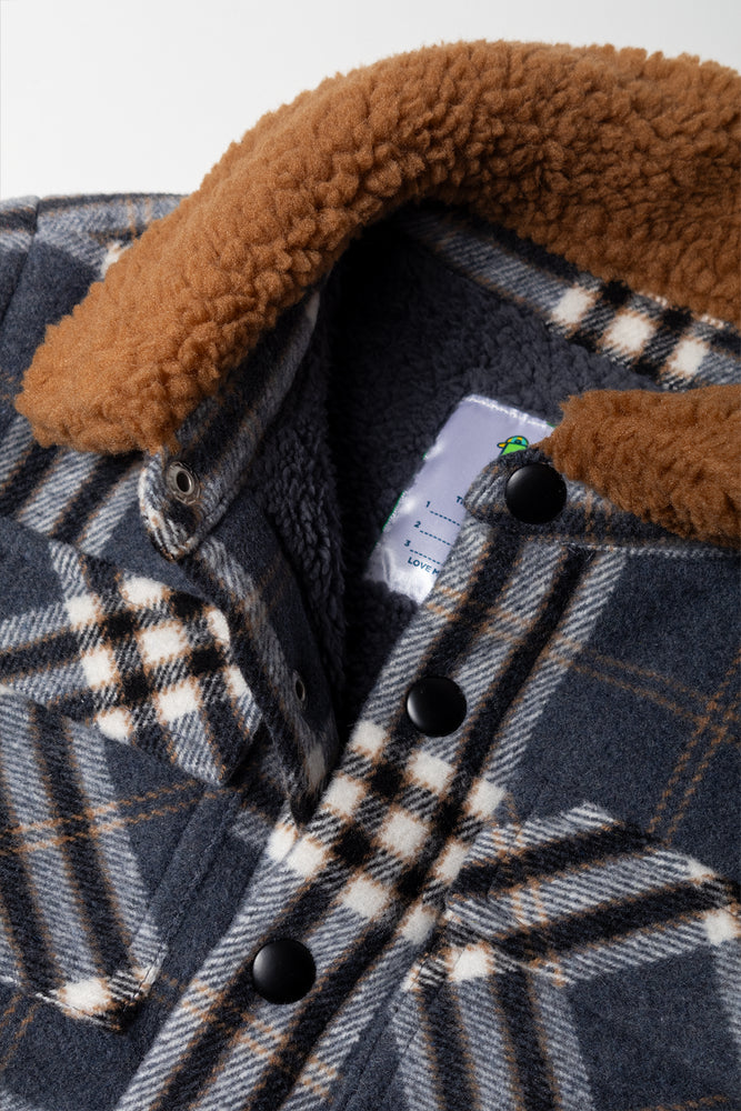 Melton Shacket With Fur Collar Dark Grey (1)