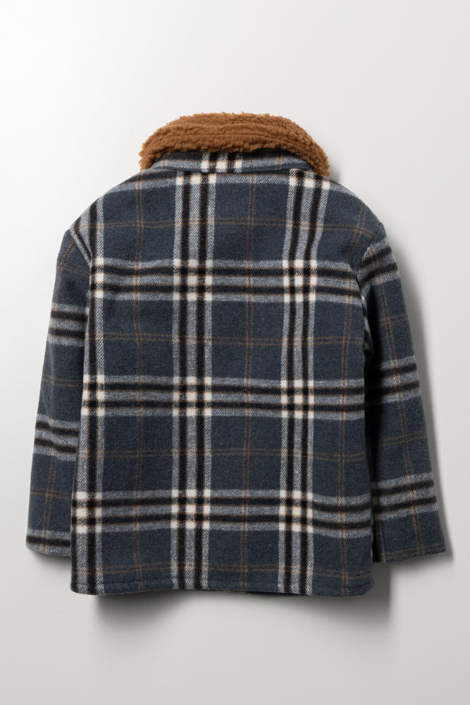 Melton Shacket With Fur Collar Dark Grey (2)