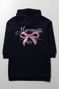 Bow Hooded Sweat Dress navy