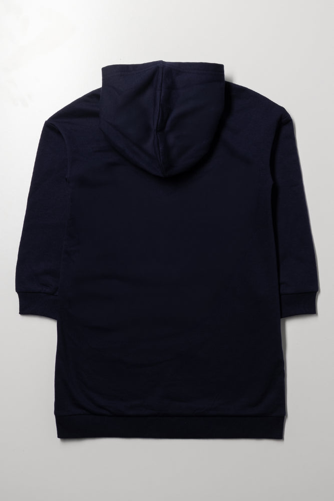 Bow Hooded Sweat Dress navy (2)