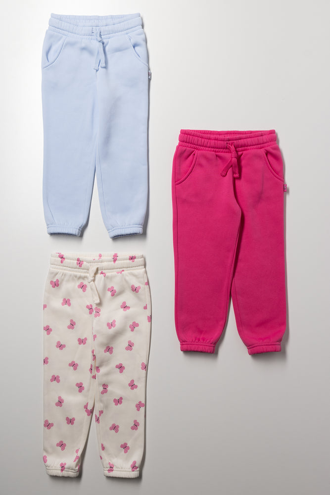 3 Pack Butterfly Trackpants Pink And Light Blue