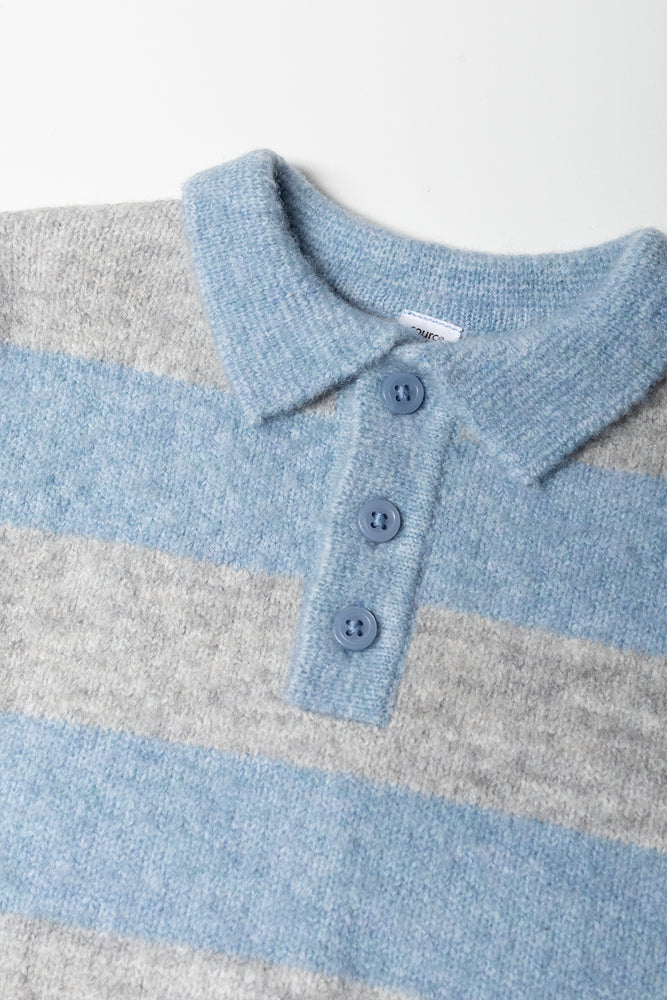 Stripe Collar Button Jersey Grey (1)