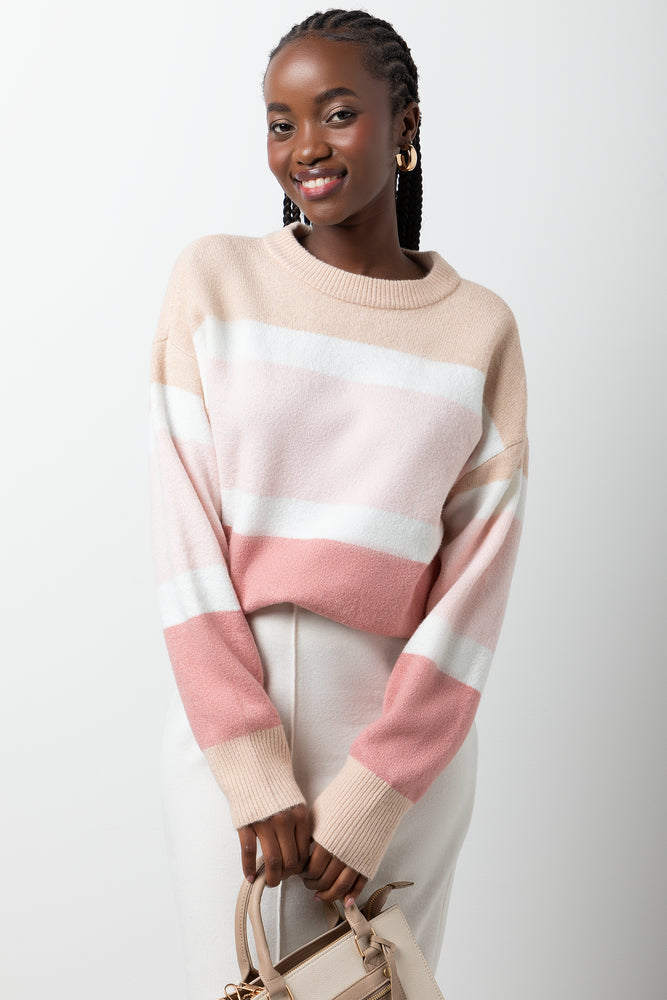 Stripe Long Sleeve Jersey Pink