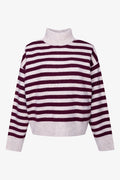 Long Sleeve Turtleneck Jersey Natural And Burgundy