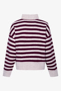 Long Sleeve Turtleneck Jersey Natural And Burgundy (1)