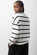 Stripe Crew Neck Tracktop Black And White (2)