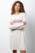 Dream Stripe Long Sleeve Sleepshirt Natural
