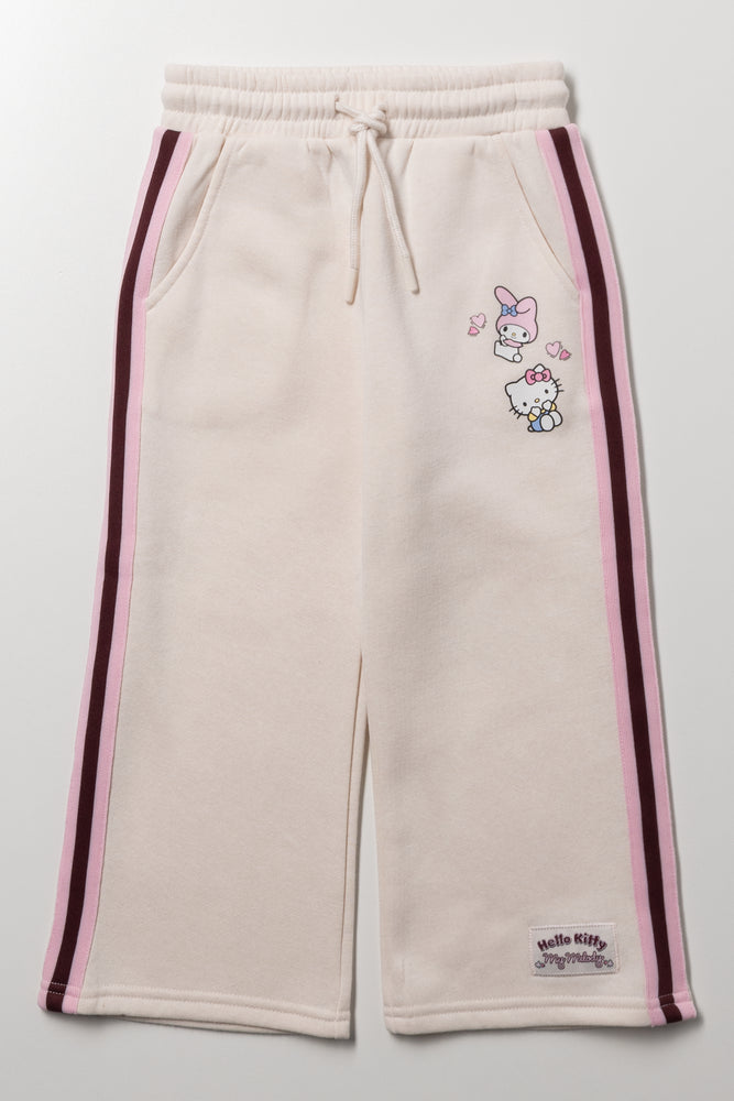 Hello Kitty Wide Leg Trackpants Natural