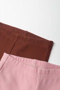 2 Pack Flare Leggings Pink And Brown (1)