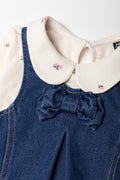 Denim Pinafore Bow Set Blue (1)