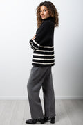 Stripe Long Sleeve Quarter Zip Jersey Black And White (1)