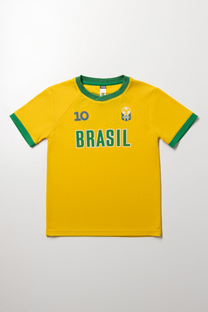 Younger Boys Yellow Brazil Soccer T-Shirt