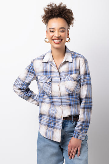Check Long Sleeve Shirt Blue And Cream