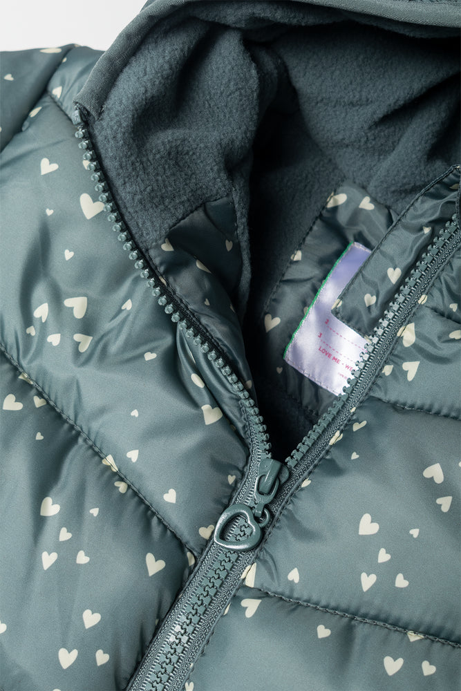Heart Puffer Jacket Green (1)