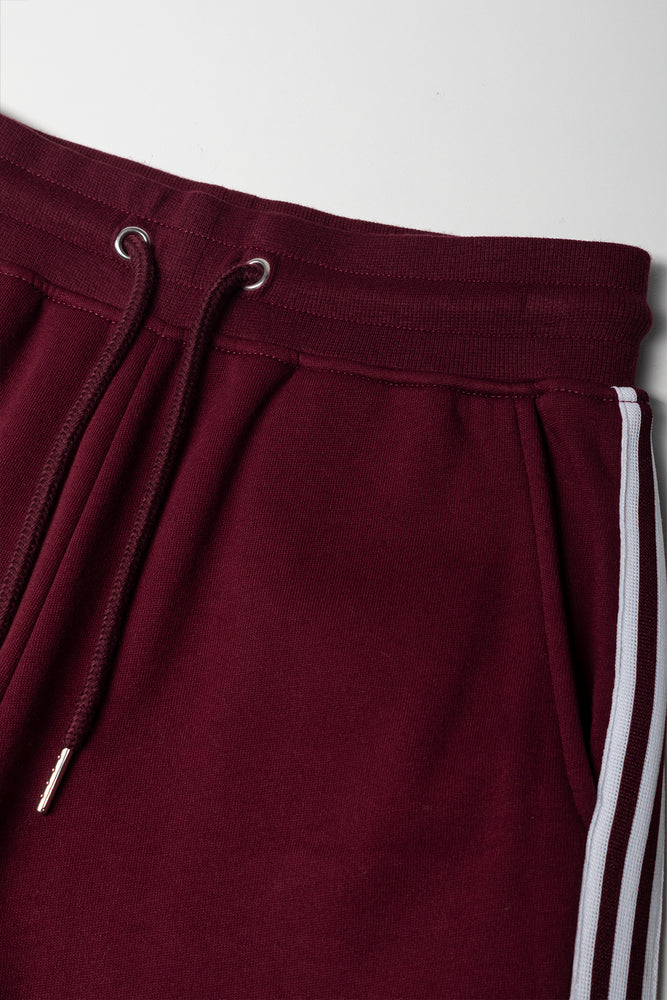 Wide Leg Trackpants With Side Tape Burgundy (1)
