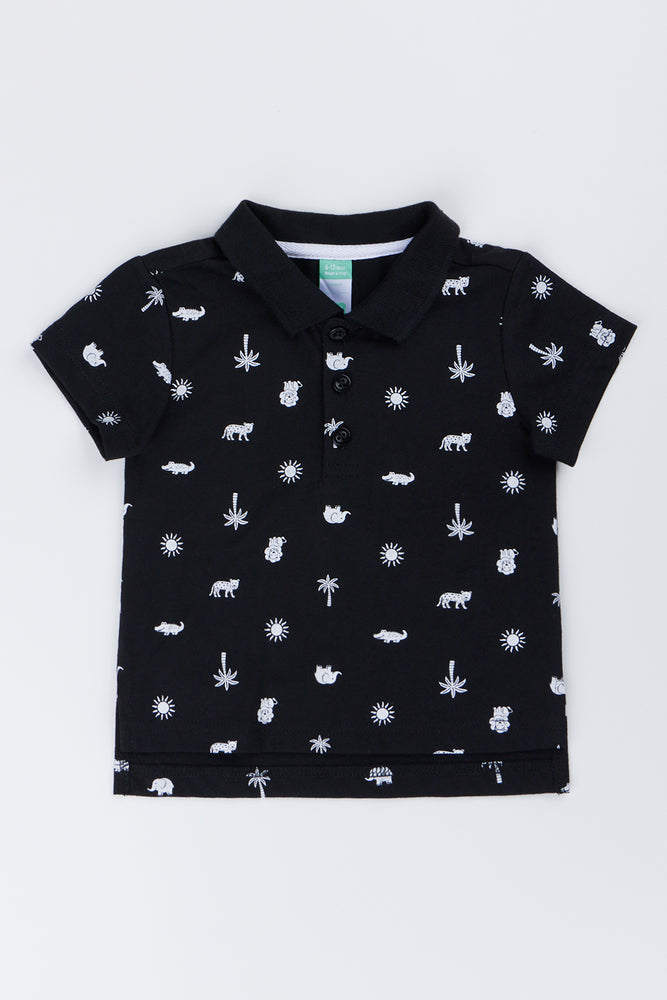 Black Safari Print Shirt