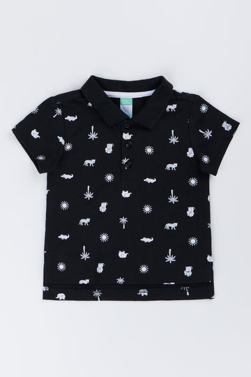 Black Safari Print Shirt