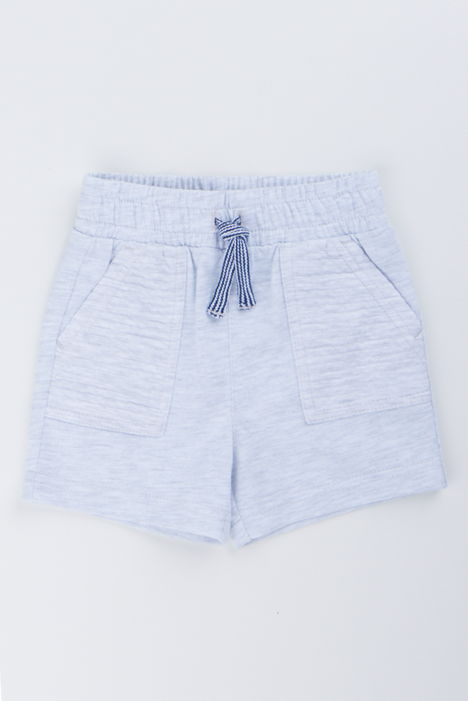 Grey Knit Drawstring Casual Shorts