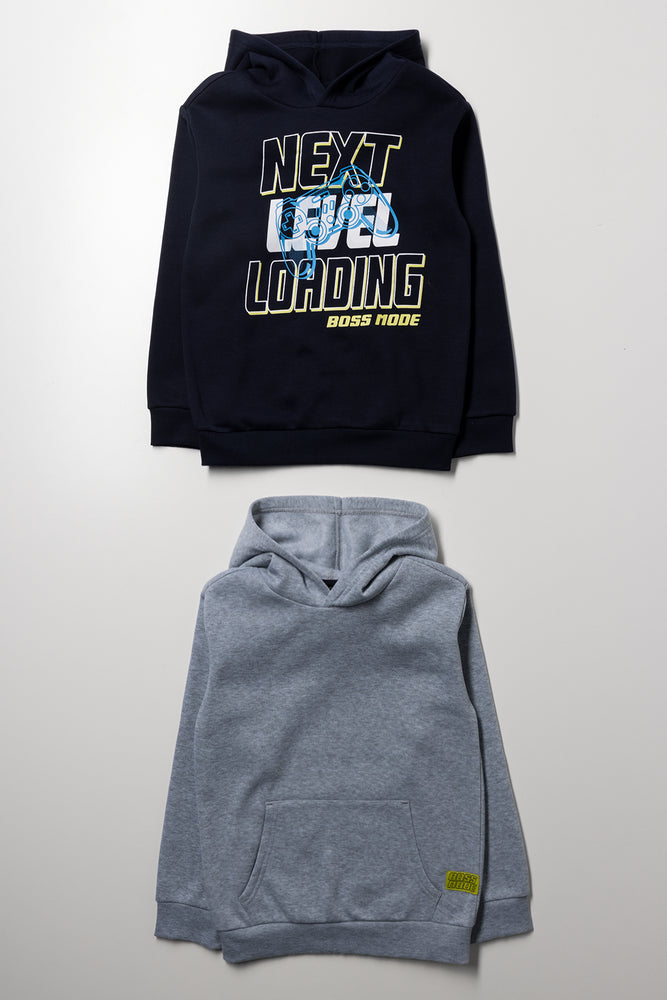 2 Pack Hooded Tracktops Grey & Navy