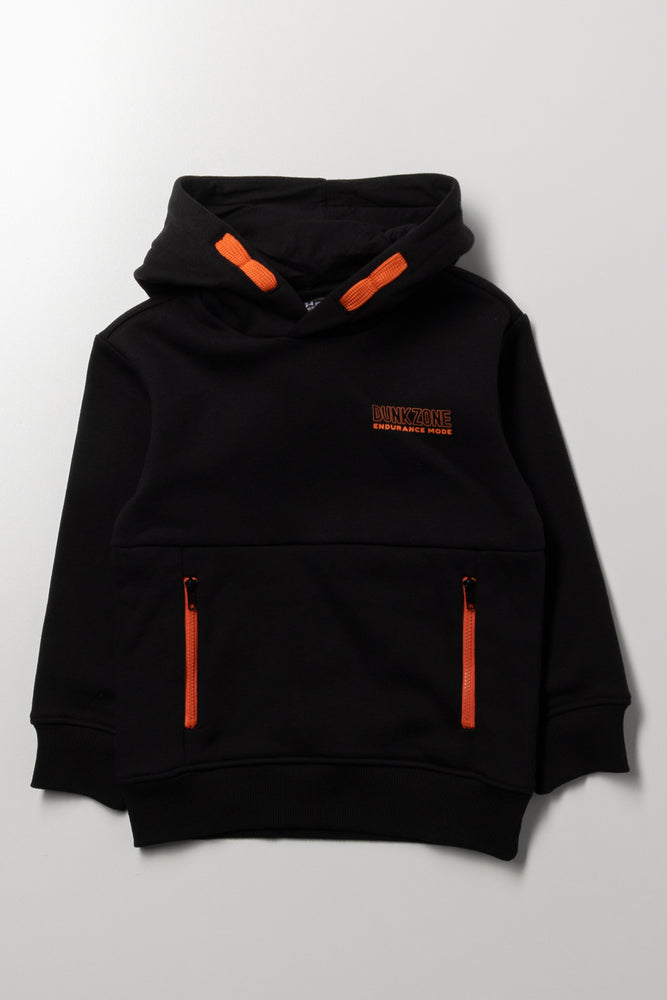 Zip Through Hooded Tracktop Black