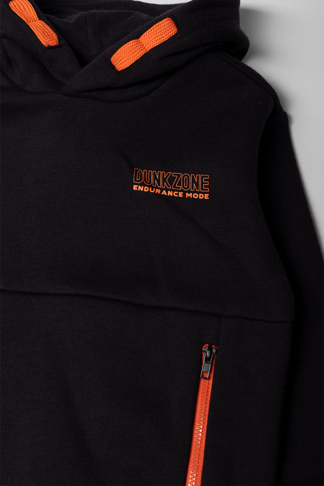 Zip Through Hooded Tracktop Black (1)