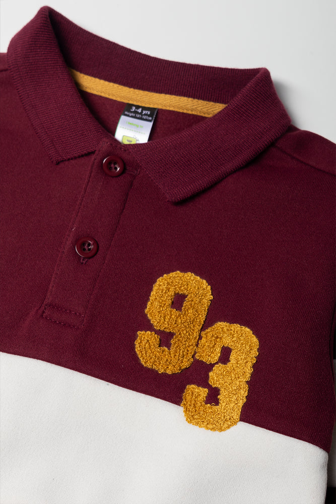 Stripe Rugby Collar Tracktop Burgundy (1)