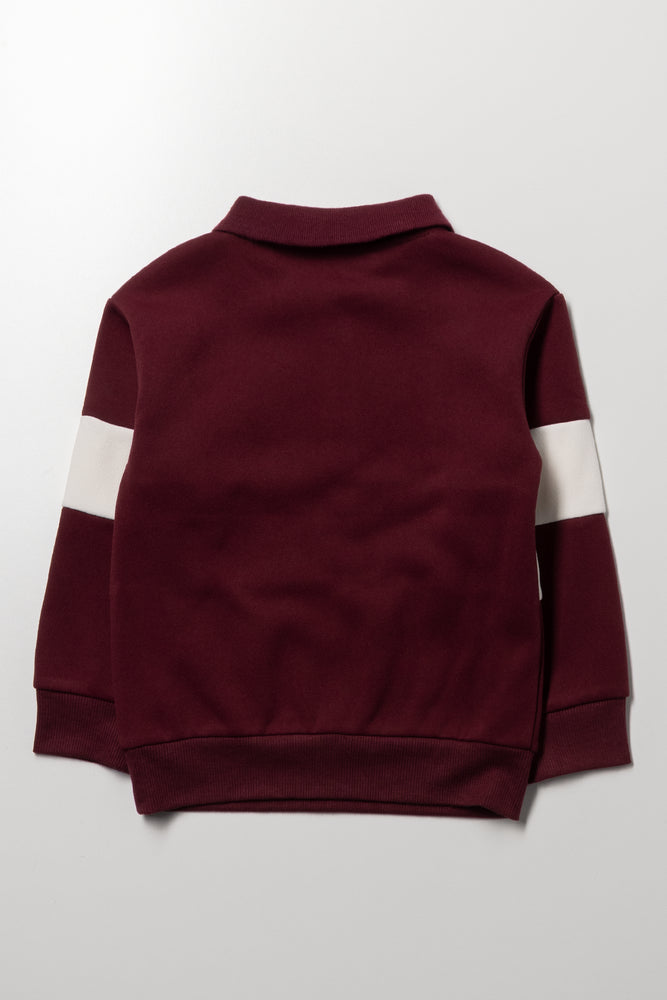 Stripe Rugby Collar Tracktop Burgundy (2)
