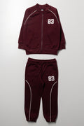 Zip Through Piped Tracksuit Burgundy