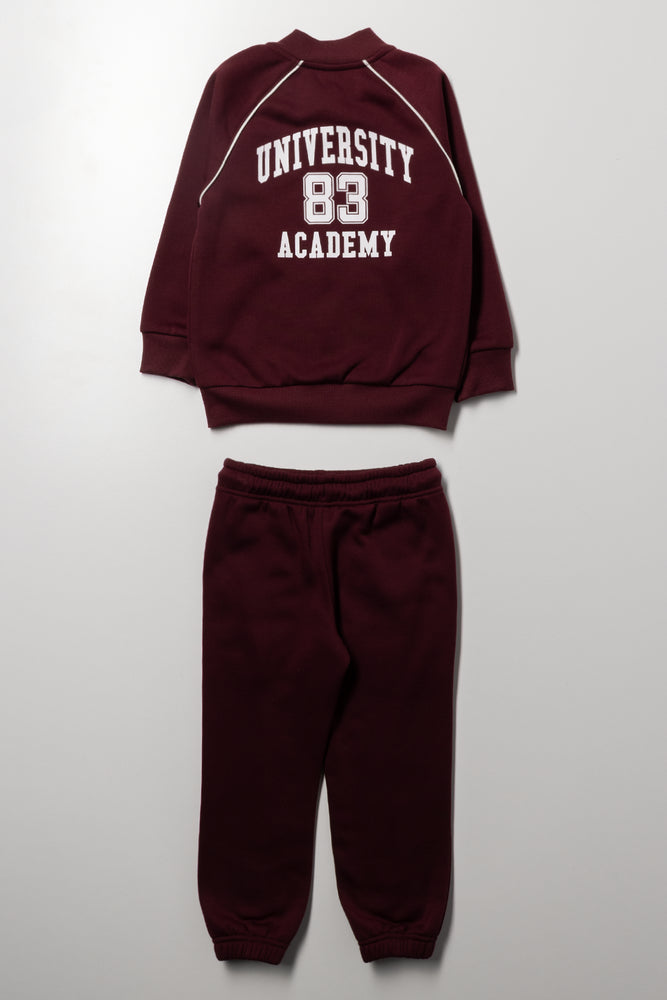 Zip Through Piped Tracksuit Burgundy (2)