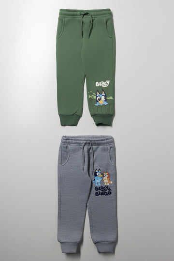 Bluey 2 Pack Trackpants Green And Grey
