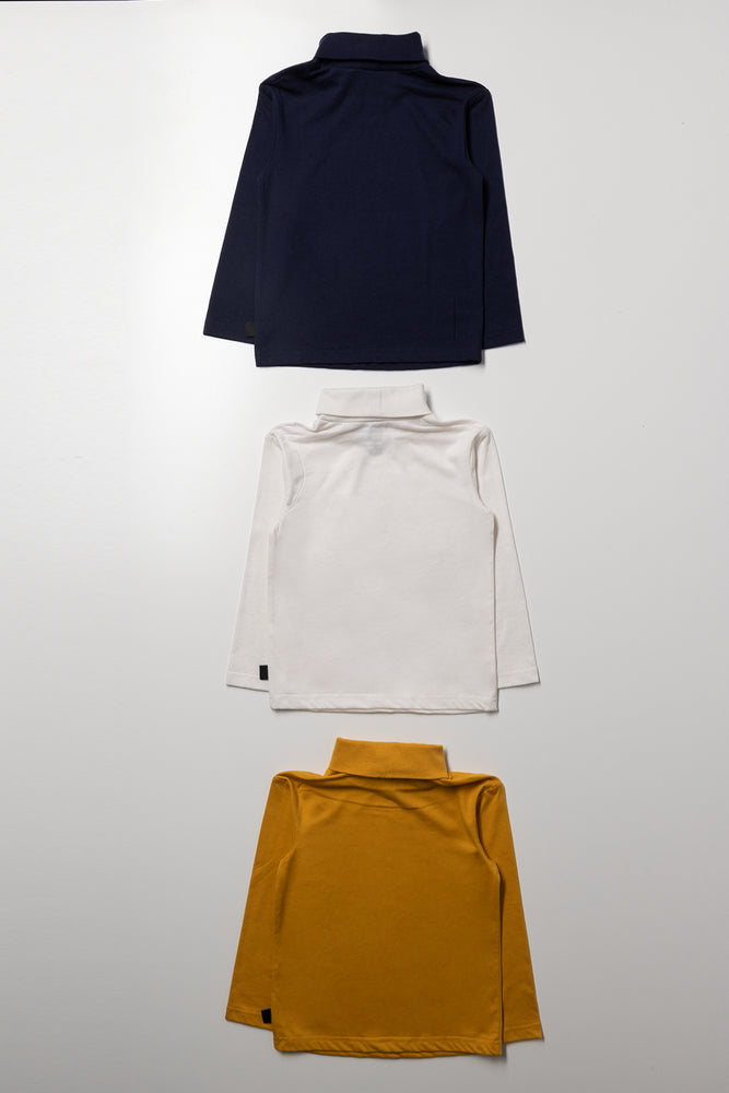 3 Pack Polonecks Navy, White And Yellow (2)