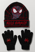Spider Man Beanie & Gloves Set Black