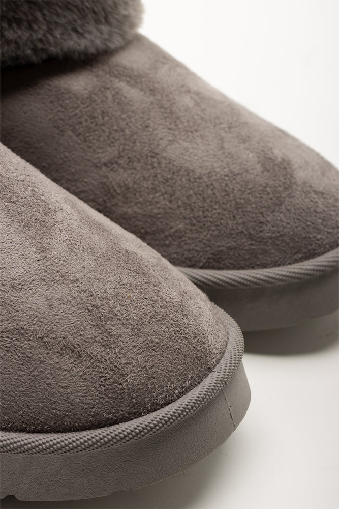 Fur Collar Comfy Boots Grey (2)