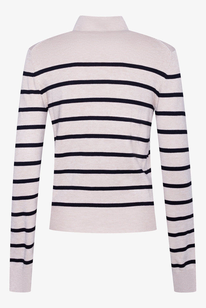 Stripe Long Sleeve Poloneck Natural (1)