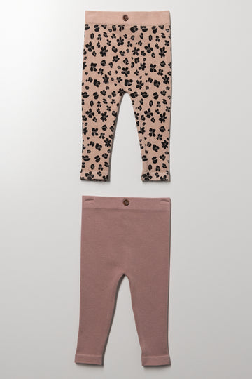 2 Pack Animal Leggings Natural