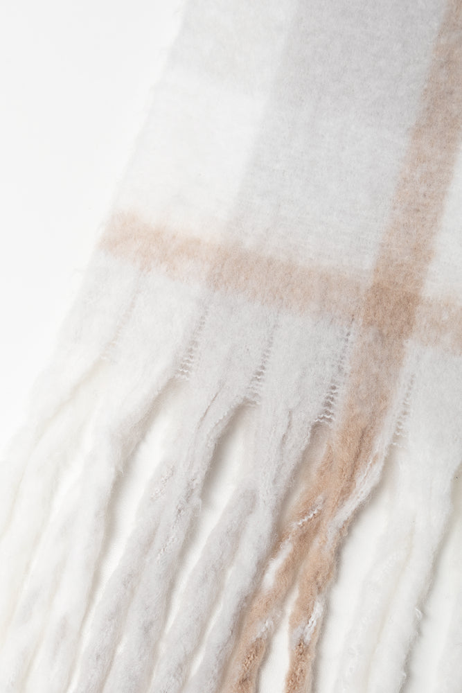 Check Knit Scarf Natural & Grey (1)