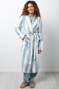 Stripe Fleece Gown White & Sage