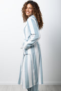 Stripe Fleece Gown White & Sage (1)