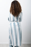 Stripe Fleece Gown White & Sage (2)
